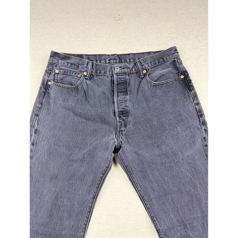Levis 501 Mens 36x34 Faded Fuzzy Black Vintage Y2K Style Jeans-Light Distress . - Picture 2 of 6